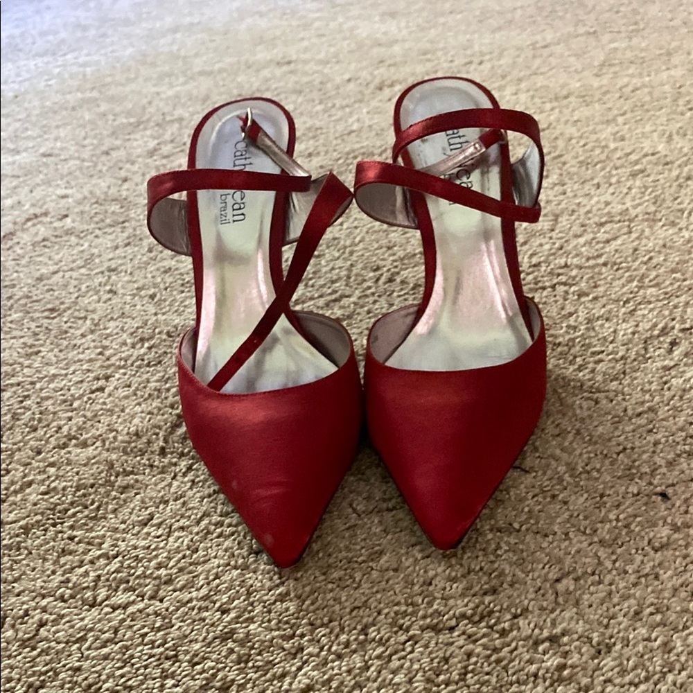 Cathy Jean Red Heels with Ankle Strap